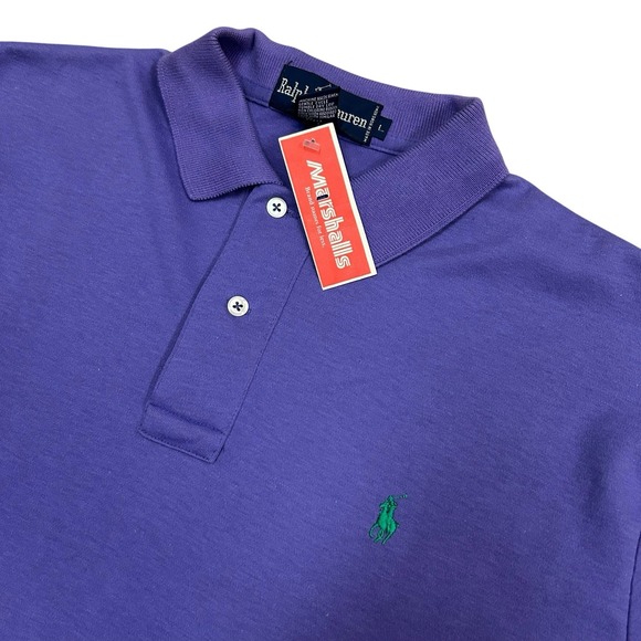 Vintage Ralph Lauren Polo Shirt Mens Large Purple 1980s New without Tags - Picture 1 of 7